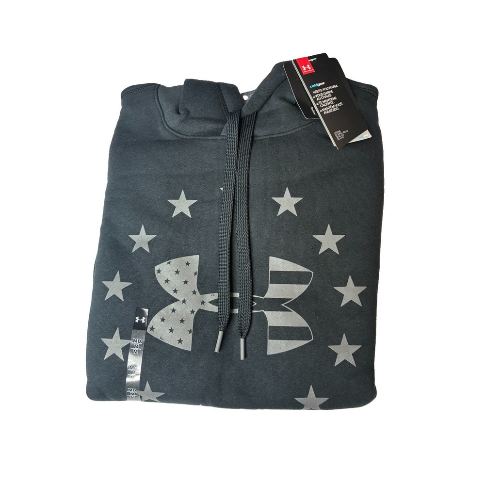 Under Armour Men's Coldgear Hoodie Black Stars Freedom Sz Med Stars Stripes